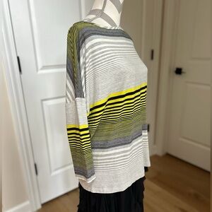 "Yellow Label" St. John SoCa Oversized Boatneck Striped Top, Tee - Medium